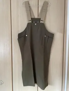 antiquaワークサロペットスカート　カーキ
