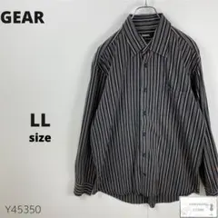 訳あり GEAR シャツ 長袖 総柄 ストライプ コットン LL