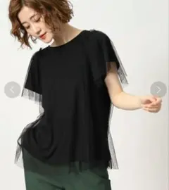 grove ドットチュールレイヤードカットソー ブラック M