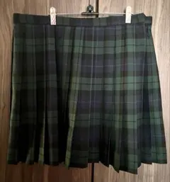 プリーツスカート 特大サイズ なんちゃって制服緑×紺チェック