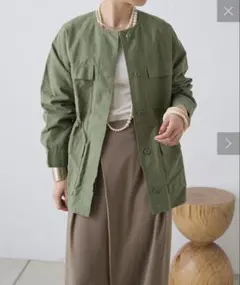 omekashi ノーカラーミリタリージャケット