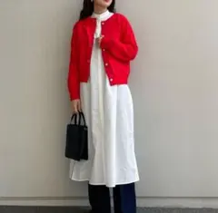 センスオブプレイス ロングシャツワンピース ホワイト