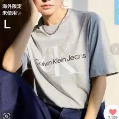【海外限定】未使用カルバンクラインMONOLOGO CKロゴTシャツ グレー Ｌのサムネイル