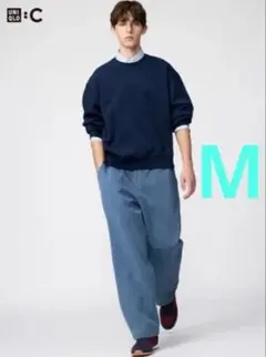 新品タグ付　UNIQLO C ユニクロ C スウェットワイドパンツ ブルー M
