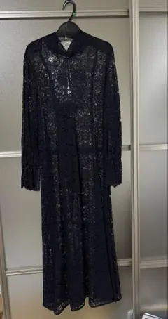 ネイビー レース 長袖ワンピース 9号スコットクラブvin 新品未使用　タグつき