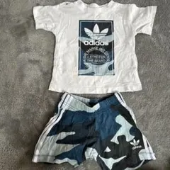 adidas Tシャツと迷彩ショートパンツセット