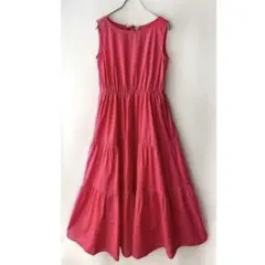 クレストブリッジ　ノースリーブ　ロングティアードワンピース　　38 濃いピンク