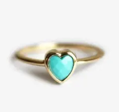 ゴールドリング　レディース　ターコイズ風天然石　12号　ヴィンテージ　ボヘミアン