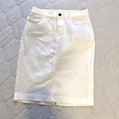 UNIQLO ユニクロ タイト デニム 膝丈 スカート 白 オフホワイト