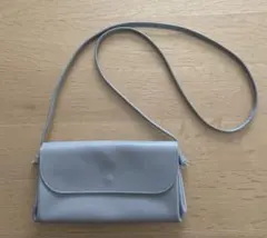 お財布ポシェット　アクアレザーライトグレー レザー ショルダーバッグ