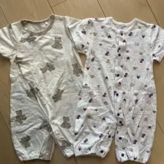 クマ柄半袖ロンパース2点セット