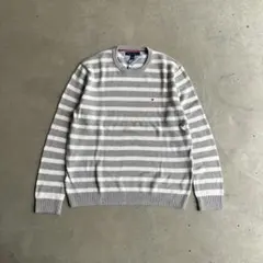 00s Tommy hilfiger ボーダーコットンニット グレー L