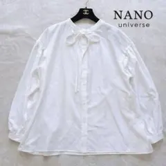 美品✨nano universe リボン付きブラウス 白 上品 シフォンブラウスのサムネイル