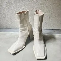 MELT THE LADY　ブーツ Melt the lady / エナメルスクエアロングブーツ 37 クロ O-24-11