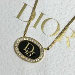 【クリスチャンディオール】Diorロゴ ラインストーン ネックレス ヴィンテージのサムネイル
