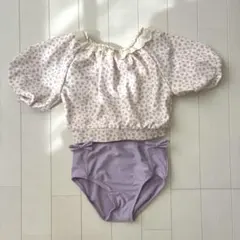 キッズラベンダーパープル花柄セパレート水着 110cm