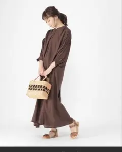 スタジオクリップ　リネン　ロングワンピース