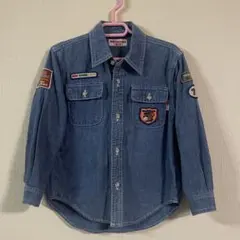 ミキハウス　デニム　シャツ　110サイズ ワッペン　レトロ