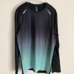 グラデーション長袖 トレーニングシャツ 3XL スポーツ ランニング ブラック