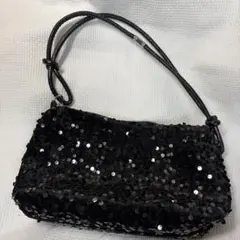 黒 スパンコール パーティーバッグ