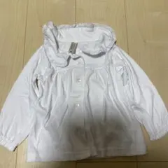 フリル付きホワイト長袖シャツ 95