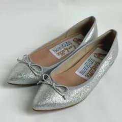 ファルファーレ バレエシューズ　シルバー グリッター フラットシューズ 38