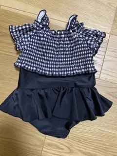 女の子用フリル付き水着（黒×白）
