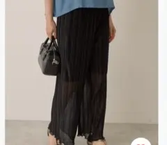 アメリカンホリック　ラメ入りプリーツパンツ　グレー　M　リラックス　ゴム入り