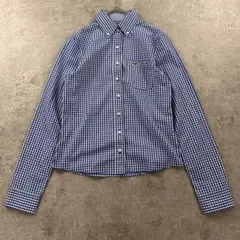 Hollister ブルー×ホワイト　ギンガムチェック　長袖シャツ　XSのサムネイル