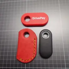 プエブロベリーマヤで作成したDrivePay用のカバー 赤革/ケイパー糸