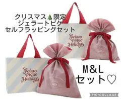 ジェラートピケ　2025クリスマスラッピングセット　M＆L巾着ショッパーセット