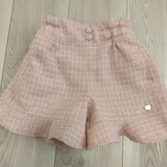ピンク ツイード風 ハーフパンツ
