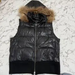 光沢✨アーカイブ ダウンベスト　ファー　Y2K グランジ　黒　XL お兄系