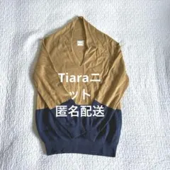 Tiara レディース長袖ニット　メルローズ　配色ニット　Mサイズ　ネイビー