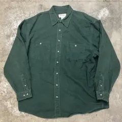 古着 eddie bauerエディーバウアー シャモアシャツ グリーン