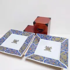 献上古伊万里 波佐見焼 四方皿 角皿 金彩 2枚 和食器 赤 青 - メルカリ