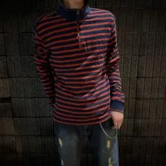 90s L.L.Bean half-zip shirt ボーダー柄