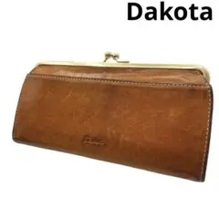 Dakota ダコタ がま口 長財布 レザー 焦げ茶 ブラウン ゴールド金具 
