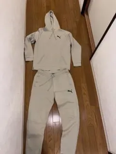 Puma ライトグレー ベージュ　フード付きスウェット上下セット