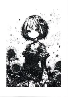 【原画】ひまわりの少女｜ペン画｜A4サイズ