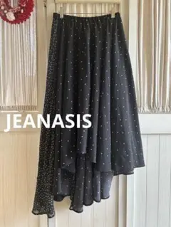 JEANASISジーナシス ドット柄アシメトリーロングスカートF ブラックのサムネイル