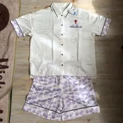 GU×鬼滅の刃　梅霞柄サテンパジャマ　和柄　白×藤色