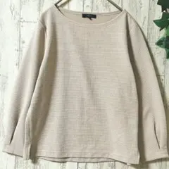 COMME CA ISM コムサイズム ワッフルカットソー 七分袖 ベージュ Sのサムネイル