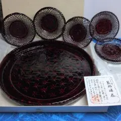 新品未使用　(籃胎漆器)　 丸盆茶托セットのサムネイル