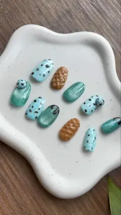 チョコミントワッフルコーンスイーツネイルチップ10個セット