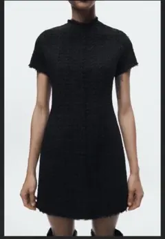 ザラ　 ショートテクスチャーワンピース 黒