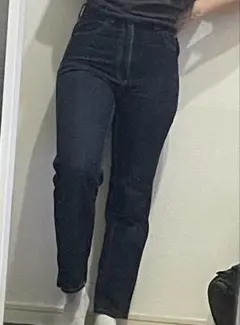 GU ダークブルー ハイウエストデニム