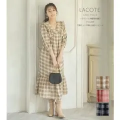 フリル付き千鳥チェック柄七分袖ワンピース tocco closet