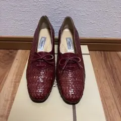 ノーマジーン 編み込みレザー パンプス 24cm レッド　新品　タグ付き