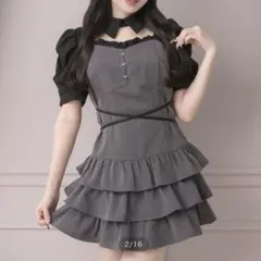 Pium レイヤード切替プリーツミニワンピース チャコール - メルカリ
